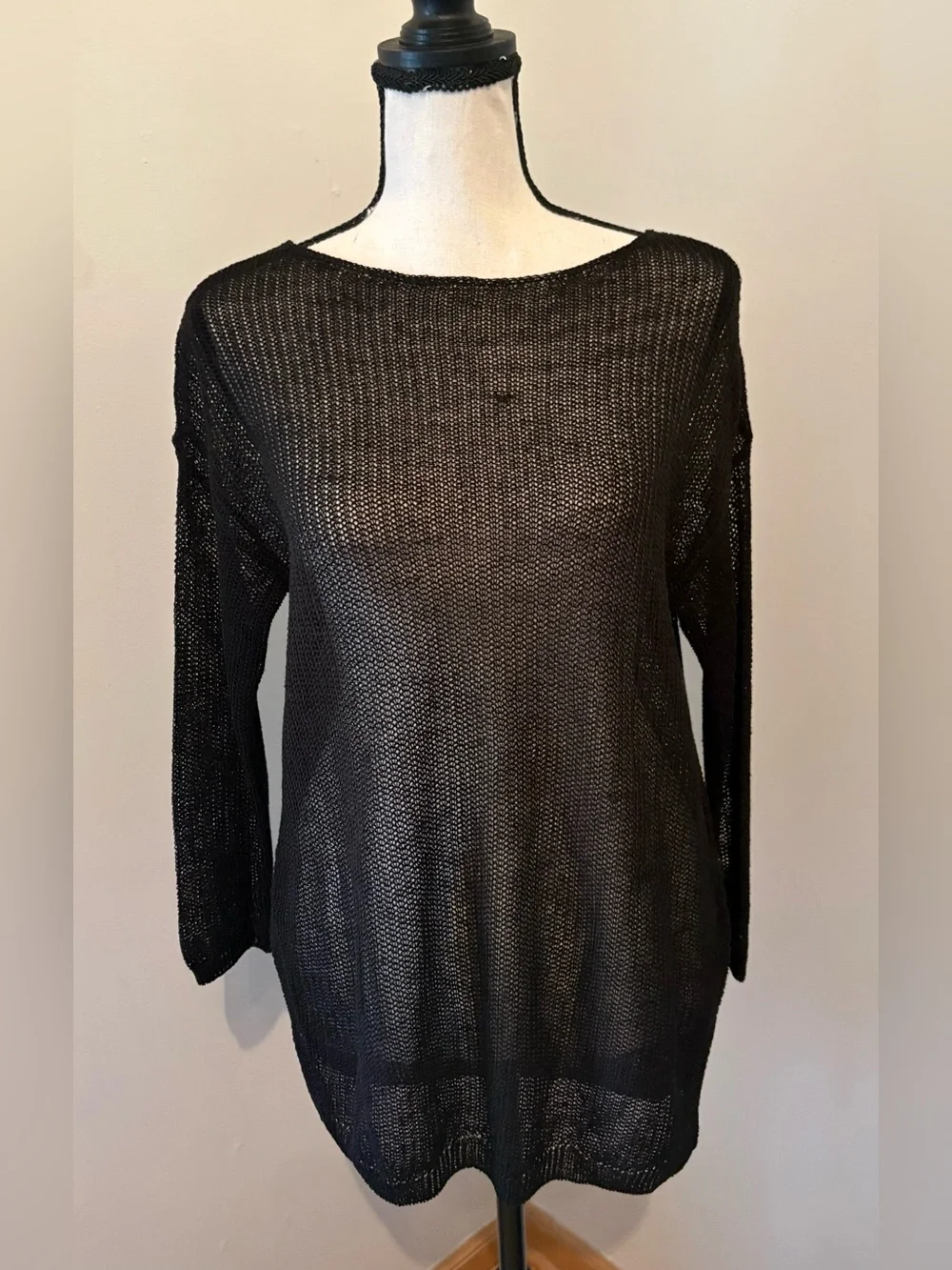 J. Jill Lightweight Black Open-Weave Women’s Sweater Size XS